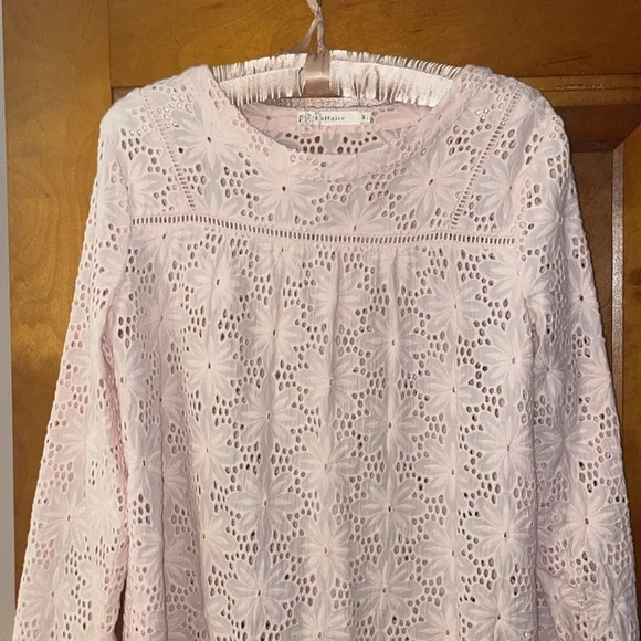 L’affaire peach eyelet cotton top; medium - Picture 3 of 9